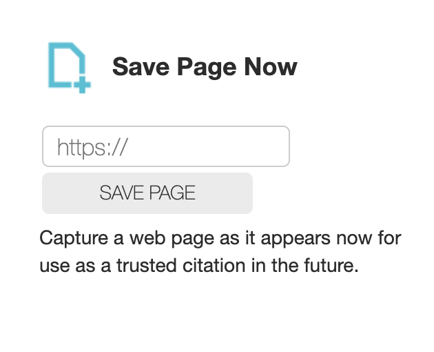 Save Page Now section on https://web.archive.org/